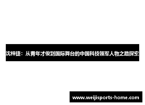 沈梓捷：从青年才俊到国际舞台的中国科技领军人物之路探索
